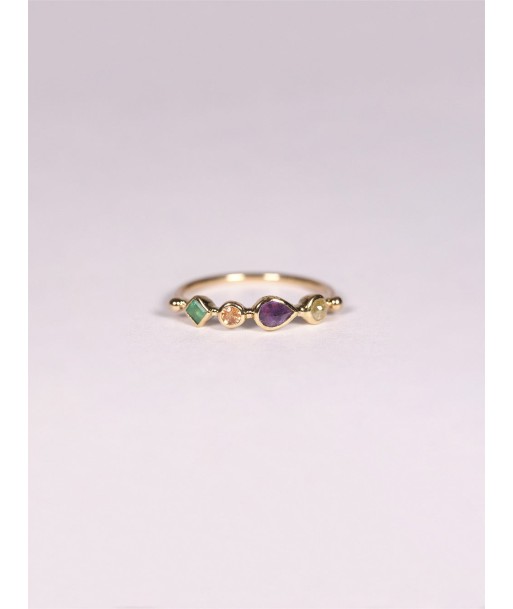 BAGUE EMERAUDE, SAPHIR ORANGE, AMETHYSTE ET DIAMANT sur le site 