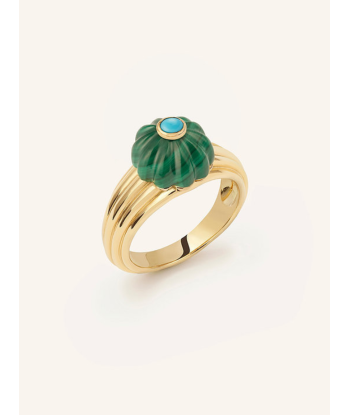 BAGUE GELATO MALACHITE ET TURQUOISE le des métaux précieux