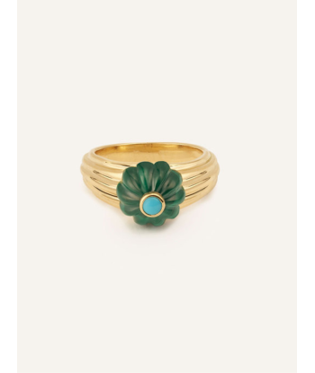 BAGUE GELATO MALACHITE ET TURQUOISE le des métaux précieux