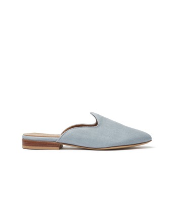 BLUE LINEN MULES les ctes