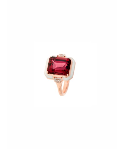 BAGUE EMAIL DIAMANT & RHODOLITE de l' environnement