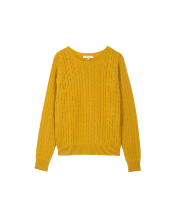 MUSTARD TWISTED CABLE SWEATER est présent 