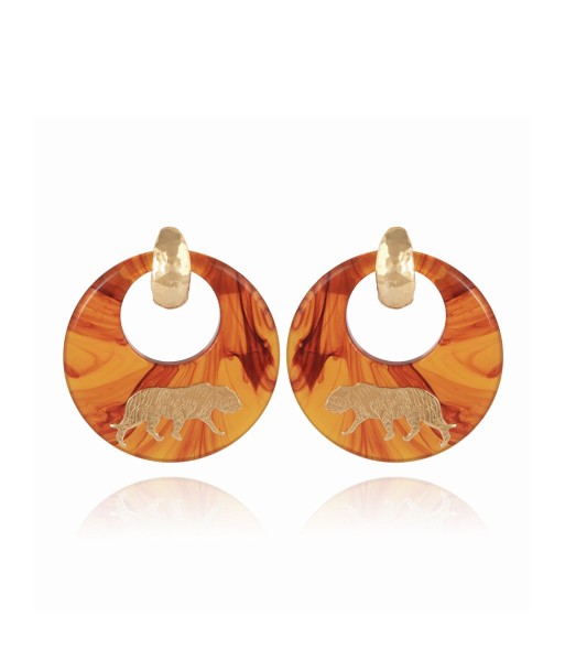 TIGER EARRINGS ACETATE GOLD Véritable concentré