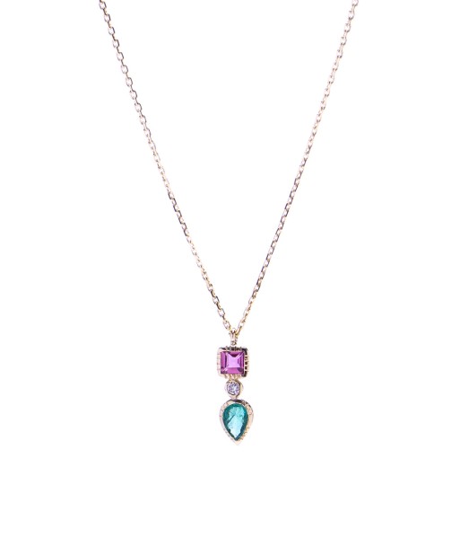 PENDENT NECKLACE TOTEME TOURMALINE & EMERALD pas cher