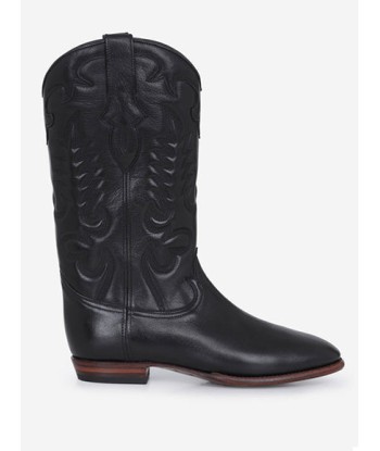 BLACK LEATHER MIDNIGHT COWBOY BOOTS les ctes