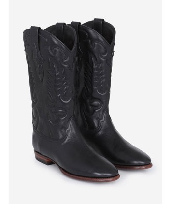 BLACK LEATHER MIDNIGHT COWBOY BOOTS les ctes