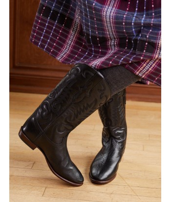 BLACK LEATHER MIDNIGHT COWBOY BOOTS les ctes