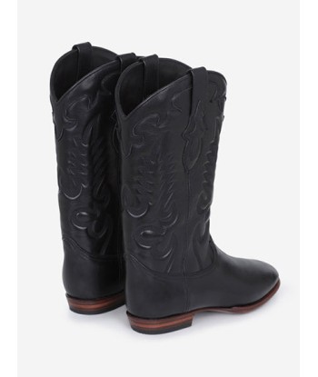 BLACK LEATHER MIDNIGHT COWBOY BOOTS les ctes