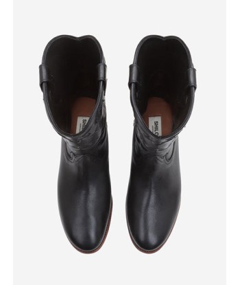 BLACK LEATHER MIDNIGHT COWBOY BOOTS les ctes