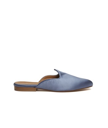 PALE BLUE SATIN MULES store