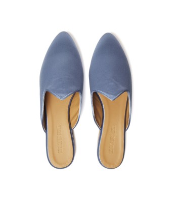 PALE BLUE SATIN MULES store