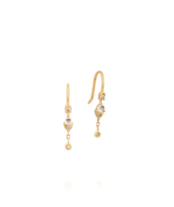 MOONSTONE AND DIAMONDS SLEEPERS EARRINGS plus qu'un jeu 