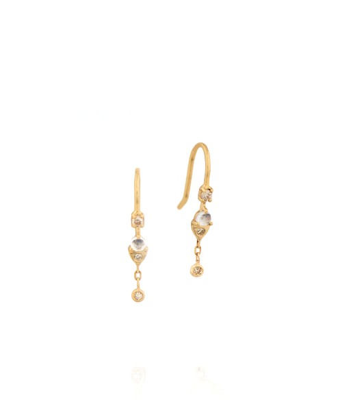 MOONSTONE AND DIAMONDS SLEEPERS EARRINGS plus qu'un jeu 