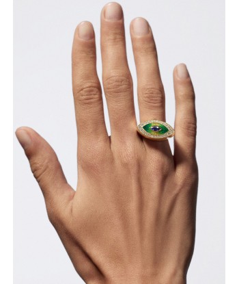 BAGUE EVIL EYE METRIQUE GREEN de pas cher