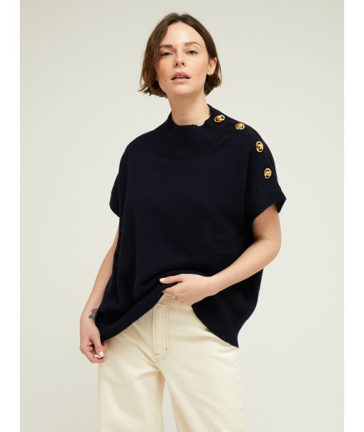 PULL GREGOR NERO NAVY brillant des détails fins