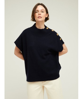 PULL GREGOR NERO NAVY brillant des détails fins