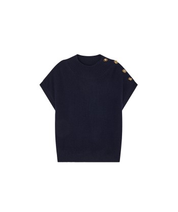 PULL GREGOR NERO NAVY brillant des détails fins