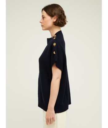 PULL GREGOR NERO NAVY brillant des détails fins