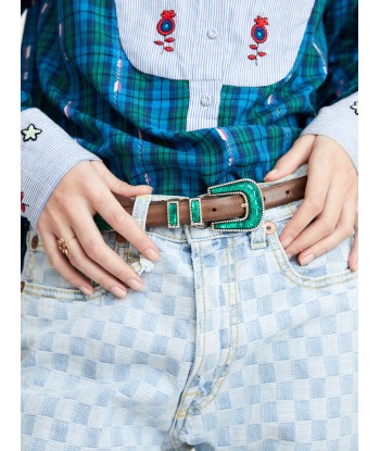 CRAZY BELT EMERALD GREEN & BROWN acheter