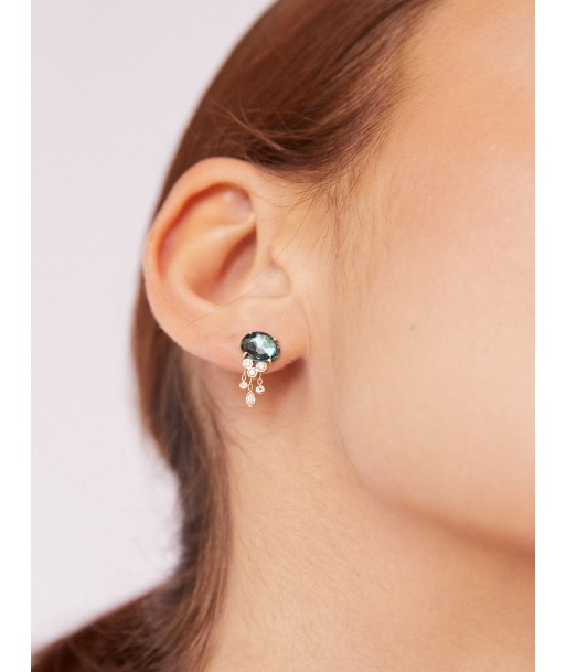 EARRING JELLYFISH TOURMALINE BLUE rembourrage situé sous