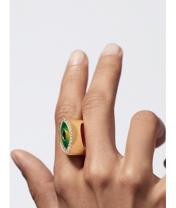 BAGUE EVIL EYE METRIQUE GREEN de pas cher