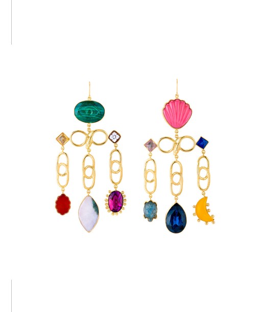 MULTI LINKED CHARM DROP EARRINGS 50-70% off 