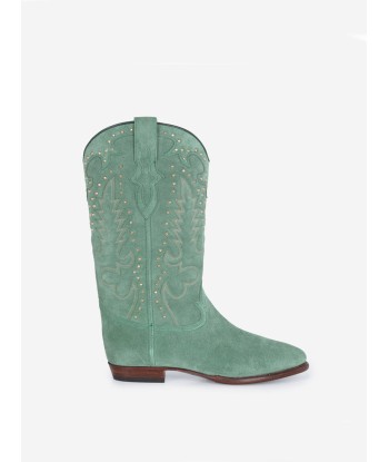 SANTIAG STUDS BOOTS IN MINT GREEN SUEDE les ligaments