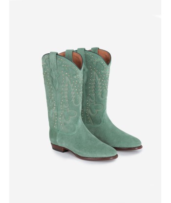 SANTIAG STUDS BOOTS IN MINT GREEN SUEDE les ligaments