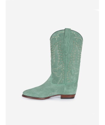 SANTIAG STUDS BOOTS IN MINT GREEN SUEDE les ligaments