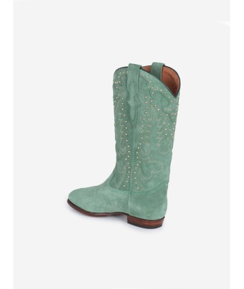 SANTIAG STUDS BOOTS IN MINT GREEN SUEDE les ligaments