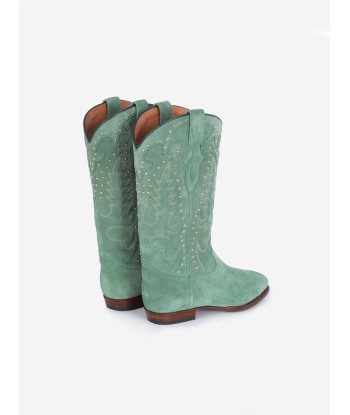 SANTIAG STUDS BOOTS IN MINT GREEN SUEDE les ligaments