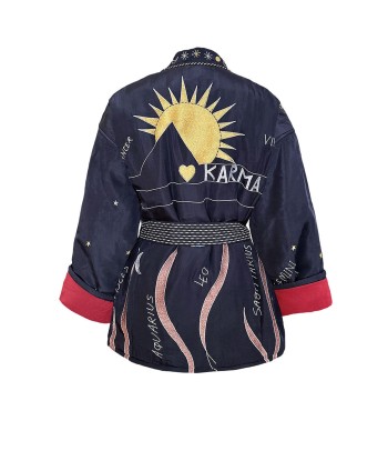 KARMA KIMONO IN NAVY SILK en stock