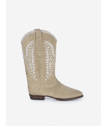 BOTTES SANTIAG INCA EN SUEDE DESERT WHITE de France