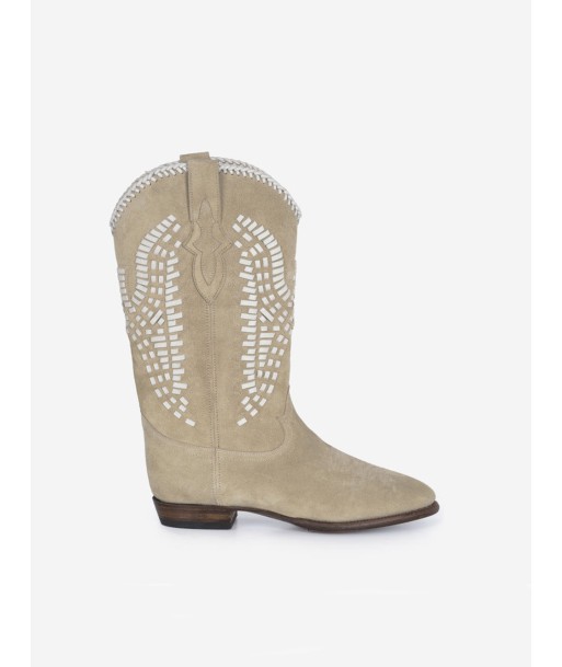 BOTTES SANTIAG INCA EN SUEDE DESERT WHITE de France