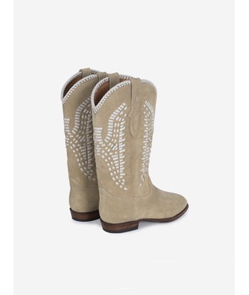 BOTTES SANTIAG INCA EN SUEDE DESERT WHITE de France