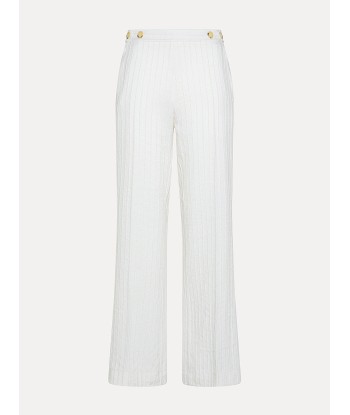 IVORY COTTON AND LINEN FLARE PANTS de France