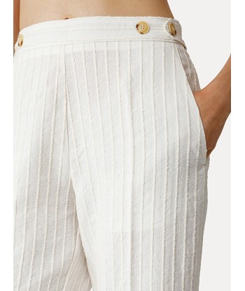 IVORY COTTON AND LINEN FLARE PANTS de France