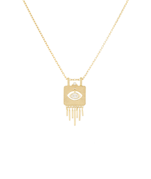 FLAT DIAMOND EYE AND GOLD FRINGE NECKLACE Comparez et commandez 