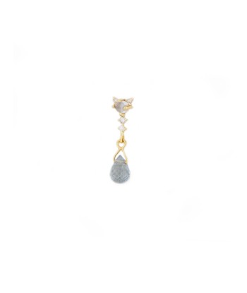 BLUE GRAY SAPPHIRE, MOONSTONE AND DIAMONDS EARRING destockage