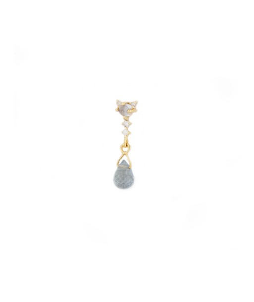 BLUE GRAY SAPPHIRE, MOONSTONE AND DIAMONDS EARRING destockage