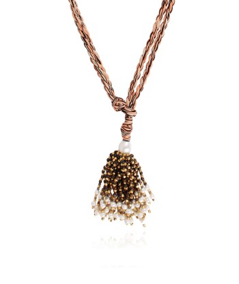 COLLIER POMPOM TIGER EYE Amélioration de cerveau avec