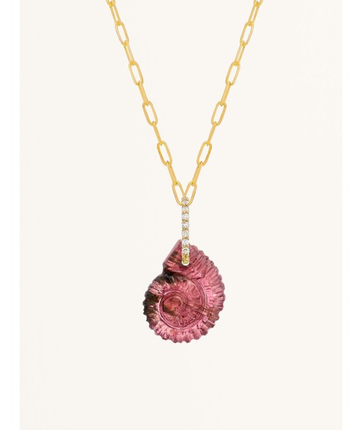 PINK TOURMALINE SNAIL PENDANT brillant des détails fins