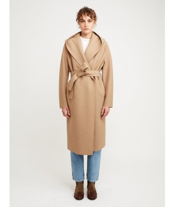 MANTEAU HOODED WRAP PRESSED TAN store