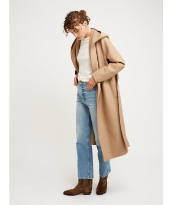 MANTEAU HOODED WRAP PRESSED TAN store