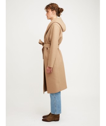 MANTEAU HOODED WRAP PRESSED TAN store