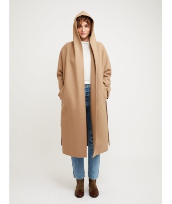 MANTEAU HOODED WRAP PRESSED TAN store