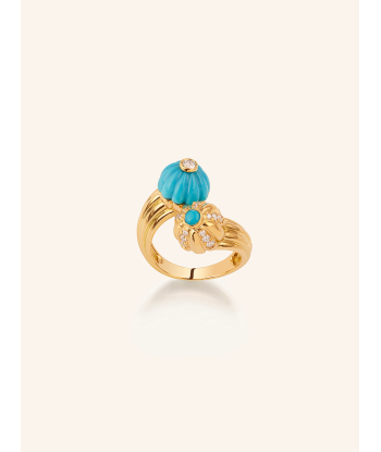 DOUBLE GELATO TURQUOISE AND DIAMONDS RING brillant des détails fins