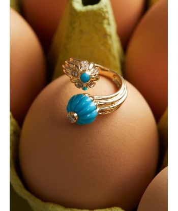 DOUBLE GELATO TURQUOISE AND DIAMONDS RING brillant des détails fins