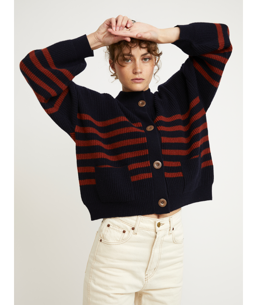 CARDIGAN ROY STRIPES HARISSA NAVY Le MVP de beaucoup