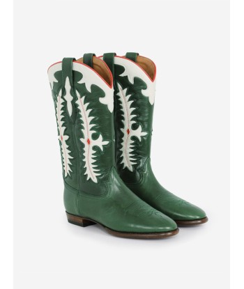 SANTIAG MIDNIGHT TEXAS DARK GREEN BOOTS français